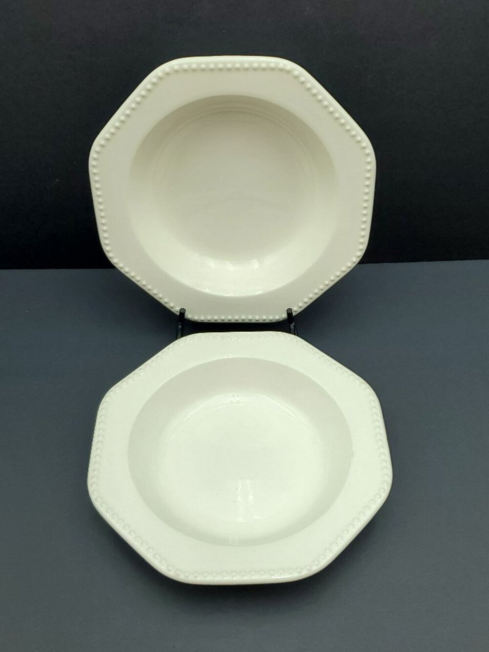 Sears Octagon White Rim Soup Bowls Octagon White 4569 Beaded Soup Bowls